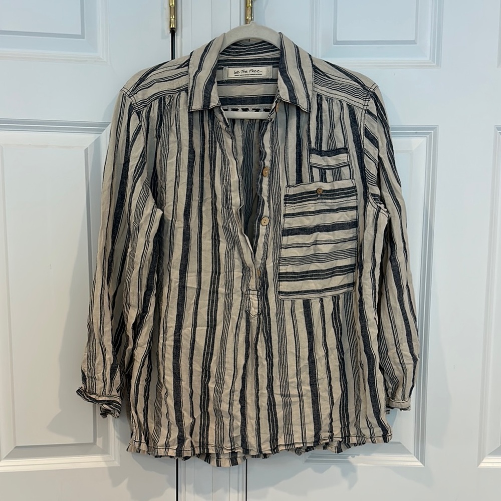 We The Free Striped Blouse - Black and Cream